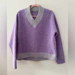 Lululemon Alpaca Wool Blend V- Neck Sweater Heathered Digital Lavender XS Purple